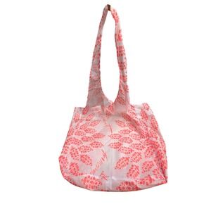 FP Movement Free People Coral Orange Floral Packable Reusable Tote Bag